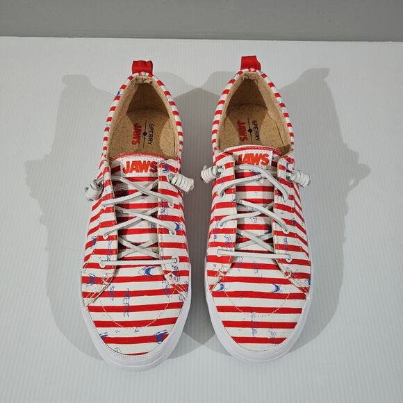 Sperry Red and White Striped Athletic Shoes - Picture 6 of 14